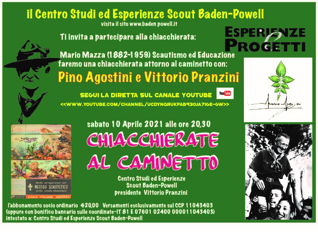 Sabato 10 aprile 2021, ore 20:30 | Scautismo ed Educazione sulle tracce di Mario Mazza